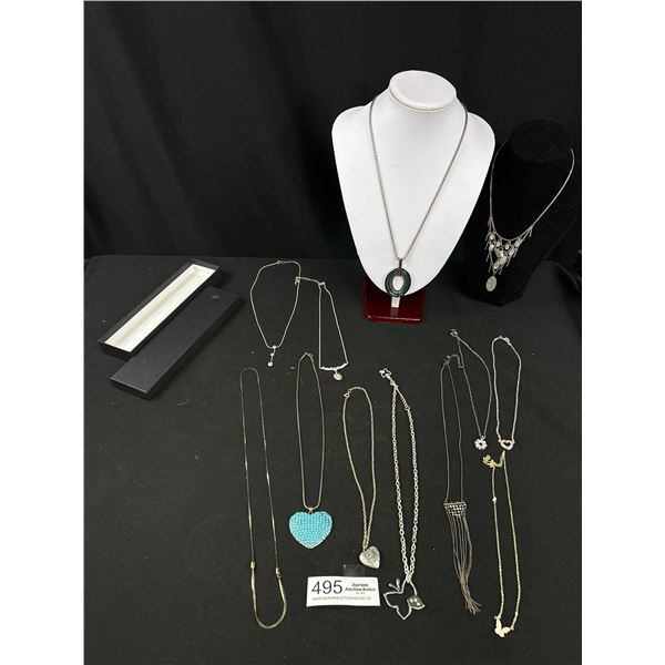 12 Vintage Misc Chains w/ Pendants Necklaces in Box