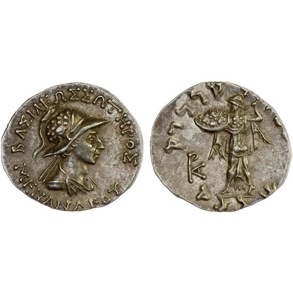 BACTRIA: Menander, ca. 155-130 BC, AR drachm (2.48g), AU