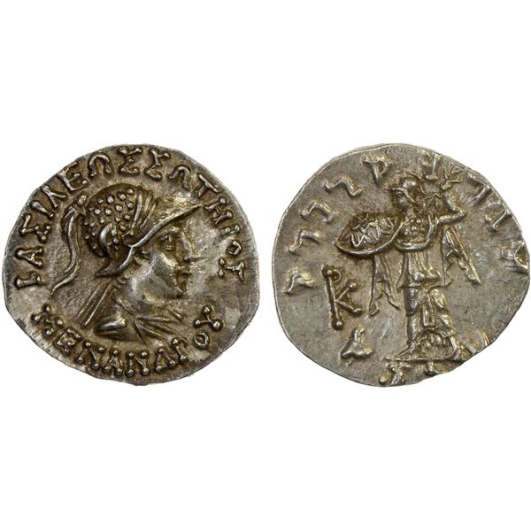 BACTRIA: Menander, ca. 155-130 BC, AR drachm (2.48g), choice XF