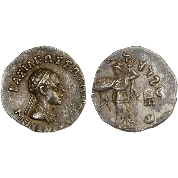 BACTRIA: Menander, ca. 155-130 BC, AR drachm (2.47g), strong VF-XF