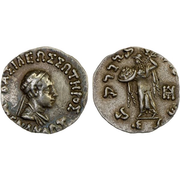 BACTRIA: Menander, ca. 155-130 BC, AR drachm (2.47g), bold VF