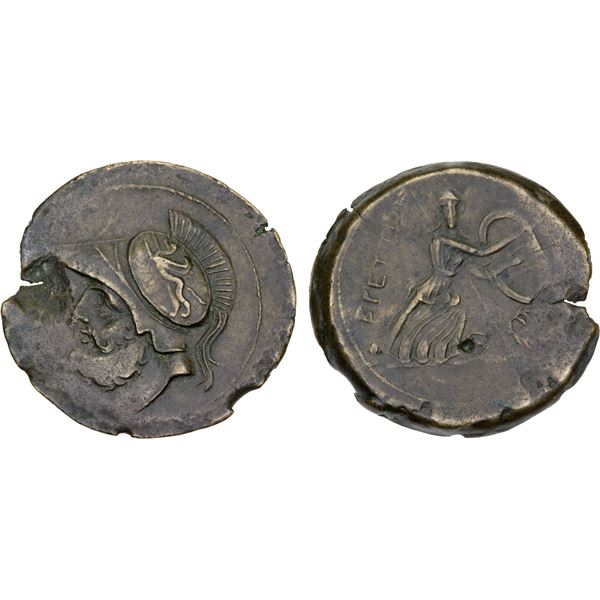 BRUTTIUM: The Bretti, AE double unit (10.23g), ca. 208-203 BC, VF-XF
