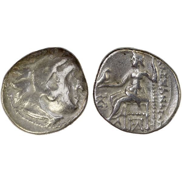 MACEDONIAN KINGDOM: Alexander III, the Great, 336-323 BC, AR drachm (4.17g), Kolophon, F-VF