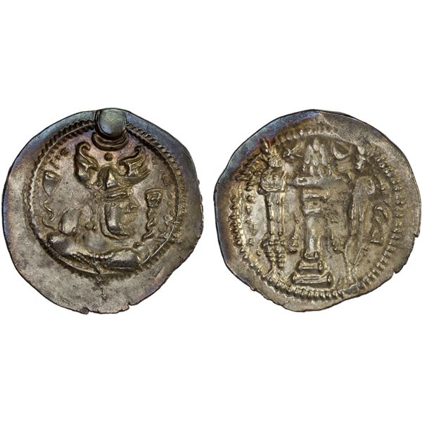 SASANIAN KINGDOM: Peroz, 457-484, AR drachm (4.27g), ST (Istakhr), ND, lustrous AU