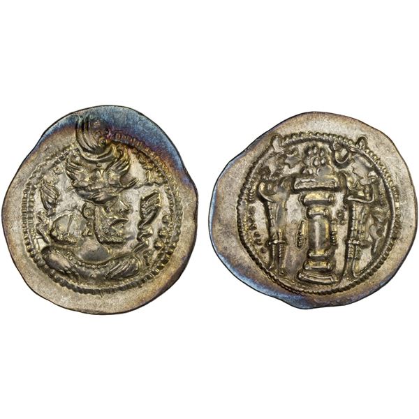 SASANIAN KINGDOM: Peroz, 457-484, AR drachm (4.12g), WH (Veh-Ardashir), ND, AU