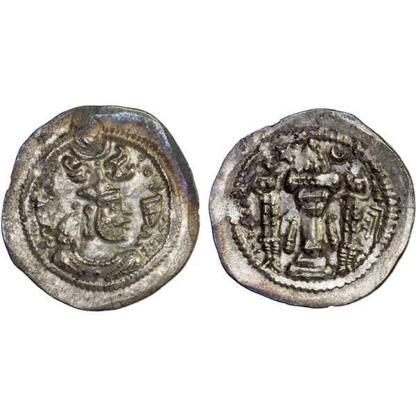 SASANIAN KINGDOM: Peroz, 457-484, AR drachm (4.01g), BBA (the Court mint), ND, AU