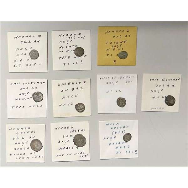 OTTOMAN EMPIRE: LOT of 10 early Ottoman akçes
