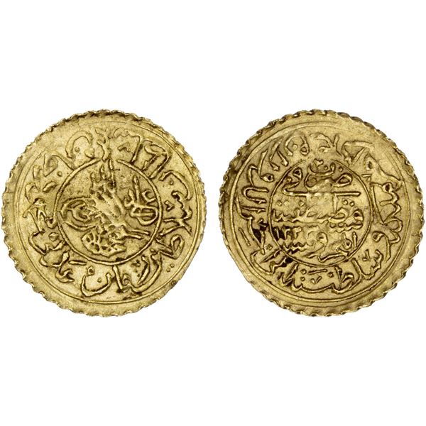 OTTOMAN: TURKEY: Mahmud II, 1808-1839, AV new adli altin (0.39g), Kostantiniye, AH1223 year 20, VF-X