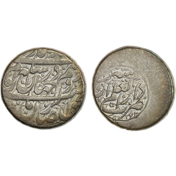ZAND: Karim Khan, 1753-1779, AR rupi, Shiraz, AH1172, VF-XF