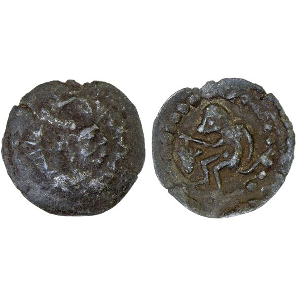 KASHMIR-SMAST: Anonymous, ca. 3rd/6th century, AE obol (0.39g), crude VF