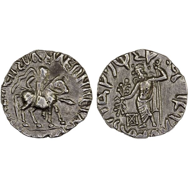 INDO-SCYTHIAN: Vonones, ca. 90-65 BC, AR drachm (2.44g), XF