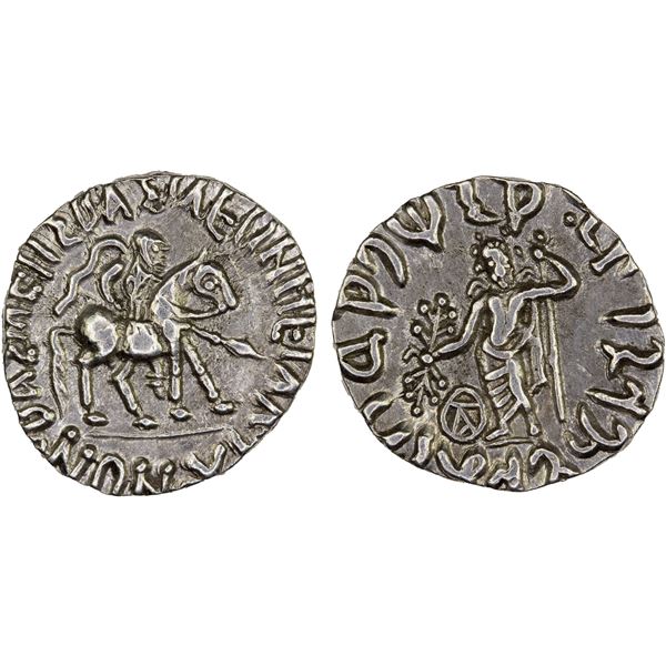 INDO-SCYTHIAN: Vonones, ca. 90-65 BC, AR drachm (2.41g), VF-XF