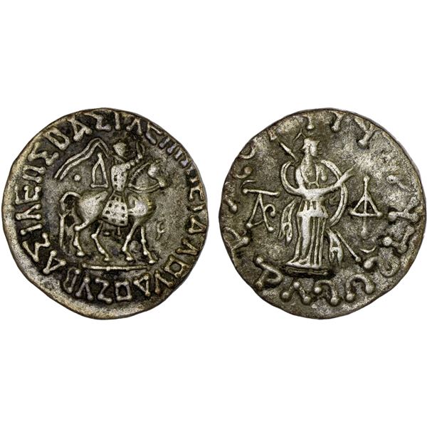 INDO-SCYTHIAN: Azes I, ca. 58-19 BC, AR tetradrachm, VF