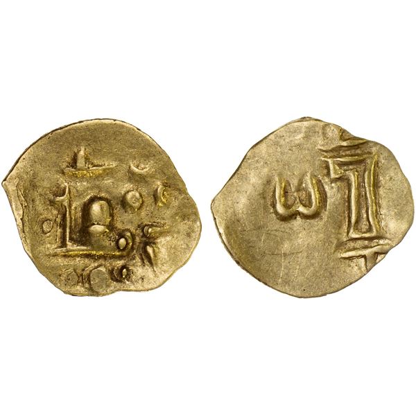 ORISSA: Anonymous, 12th/13th century, AV fanam (0.43g), year 2, nice VF