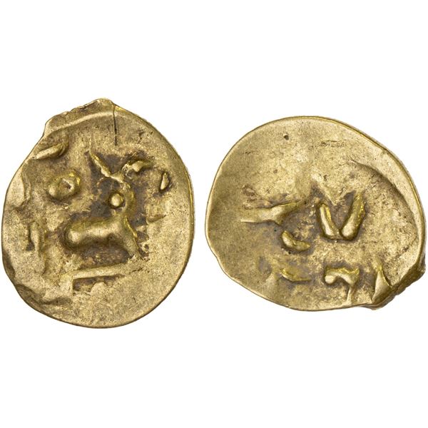 ORISSA: Anonymous, 12th/13th century, AV fanam (0.43g), year 13, VF-XF