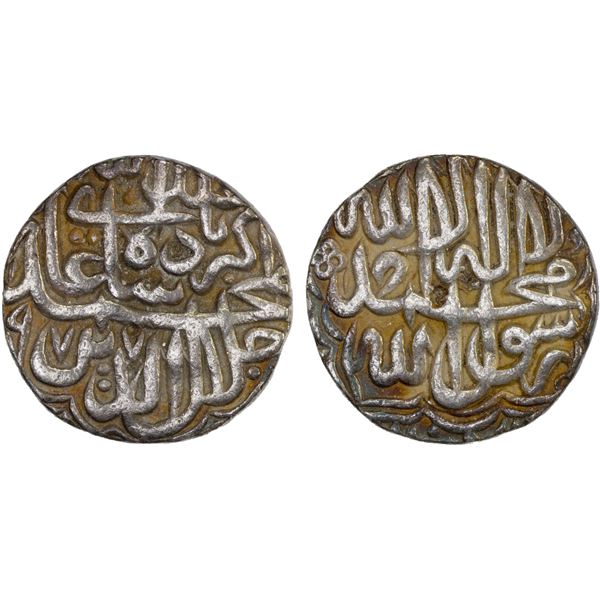 MUGHAL: Akbar, 1556-1605, AR rupee, Agra, AH977, VF