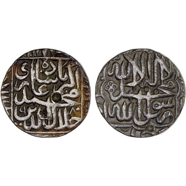 MUGHAL: Akbar, 1556-1605, AR rupee, Agra, AH980, VF