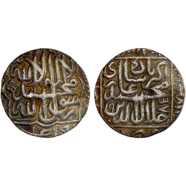 MUGHAL: Akbar, 1556-1605, AR rupee, Agra, AH985, VF