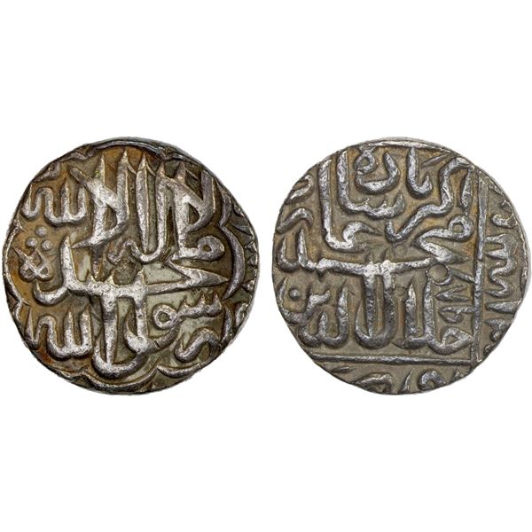 MUGHAL: Akbar, 1556-1605, AR rupee, Agra, AH986, VF