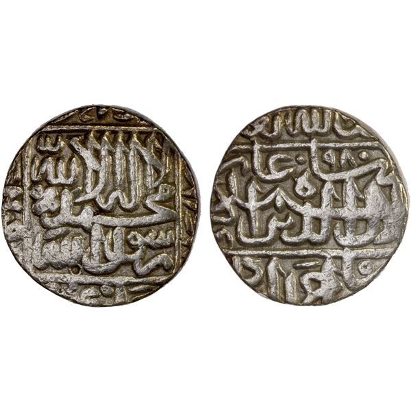 MUGHAL: Akbar, 1556-1605, AR rupee, Ahmadabad, AH980, VF