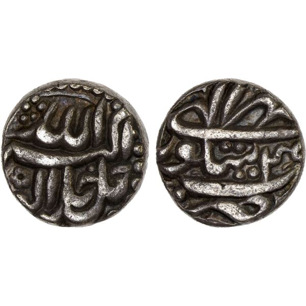 MUGHAL: Akbar, 1556-1605, AR rupee, Sitapur, Ilahi 49, Mihr, VF