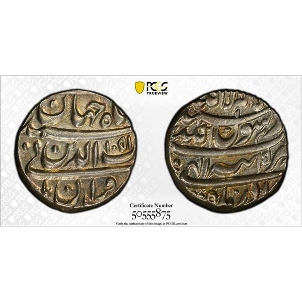 MUGHAL: Shah Jahan I, 1628-1658, AR rupee, Tatta, AH1051 year 15, Azar, PCGS MS62