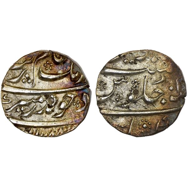 MUGHAL: Aurangzeb, 1658-1707, AR ½ rupee, Khambayat, AH1088 year 2x, XF