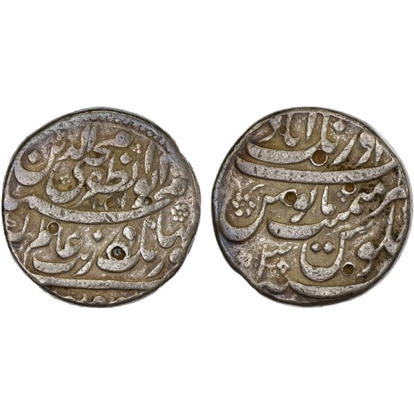 MUGHAL: Aurangzeb, 1658-1707, AR rupee (11.03g), Aurangabad, AH10(7)1 year 3, Fine