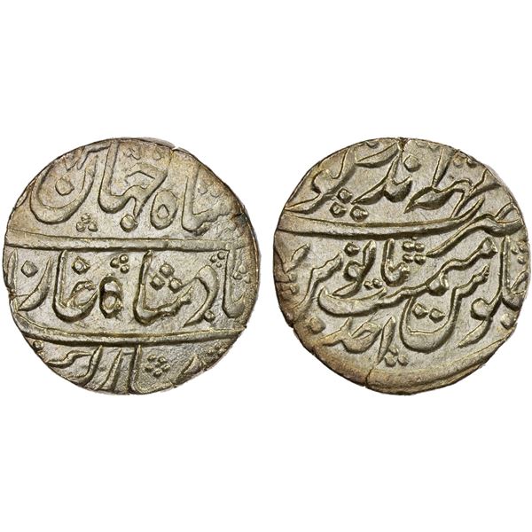 BHARATPUR: AR rupee (11.19g), Mahe Indrapur, AH(11)73 year one, XF
