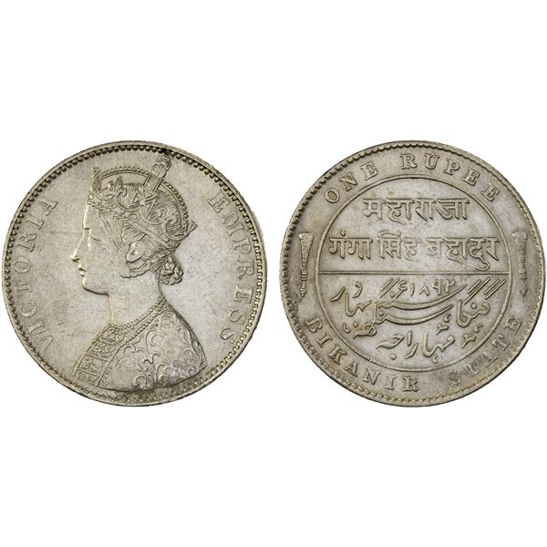 BIKANIR: Ganga Singh, 1887-1942, AR rupee, 1892, XF