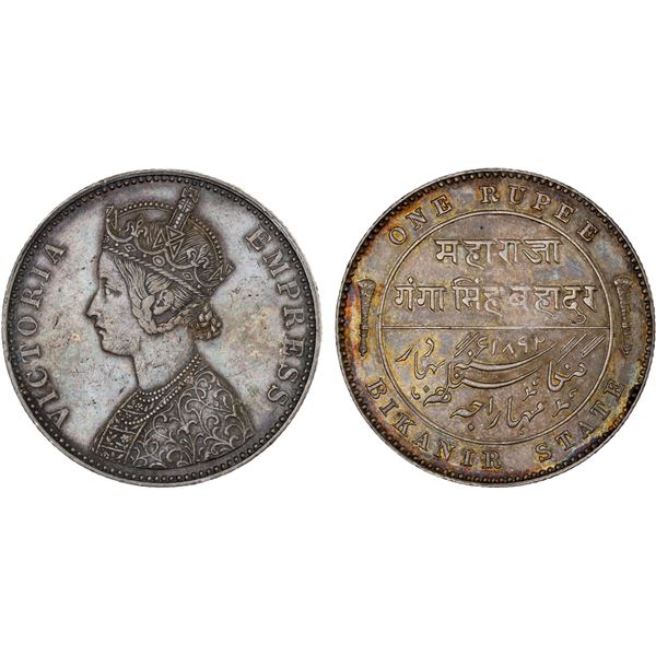 BIKANIR: Ganga Singh, 1887-1942, AR rupee, 1892, XF