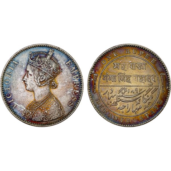 BIKANIR: Ganga Singh, 1887-1942, AR rupee, 1892, XF