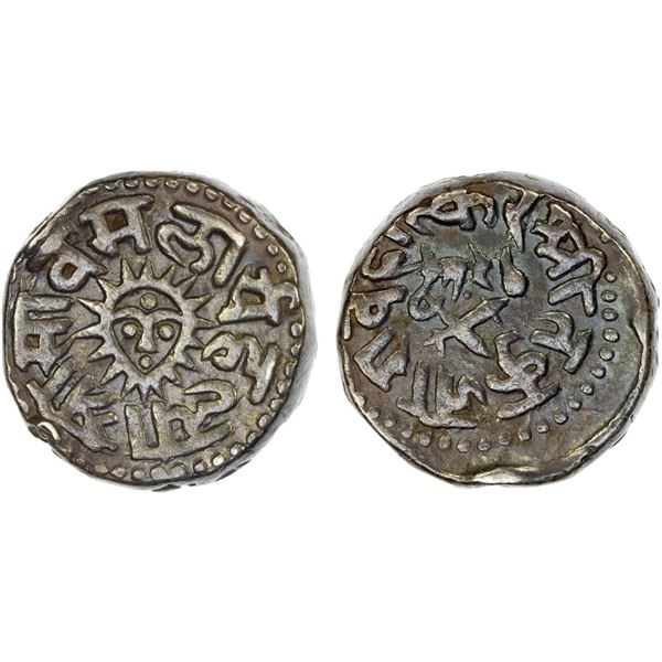 INDORE: Tukoji Rao II, 1844-1886, AR rupee (11.11g), AH1289, VF