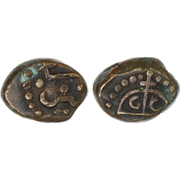 MADRAS PRESIDENCY: AE ½ dudu (3.39g), ND (1695-1794), VF-XF