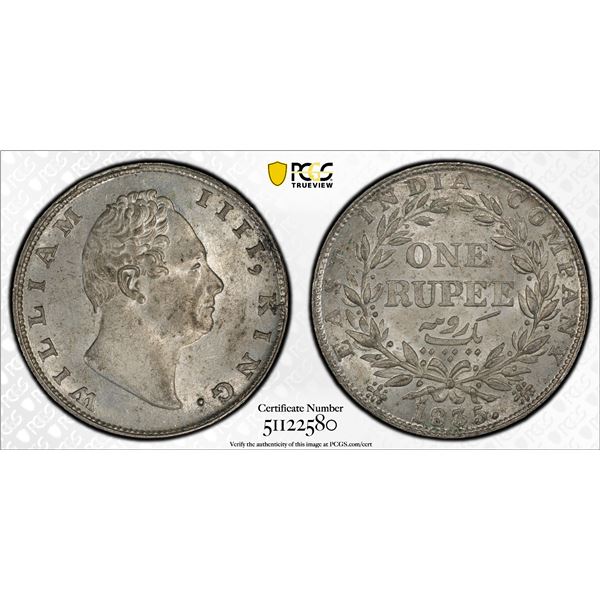 BRITISH INDIA: William IV, 1830-1837, AR rupee, 1835(c), PCGS MS62