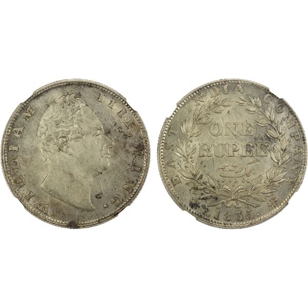 BRITISH INDIA: William IV, 1830-1837, AR rupee, 1835(c), NGC MS61