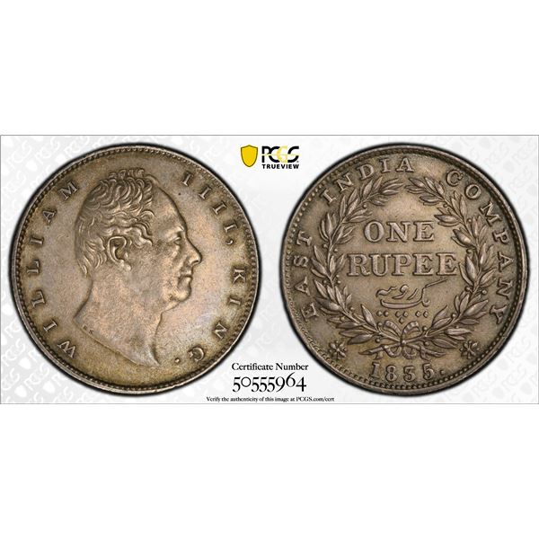 BRITISH INDIA: William IV, 1830-1837, AR rupee, 1835(c), PCGS AU55