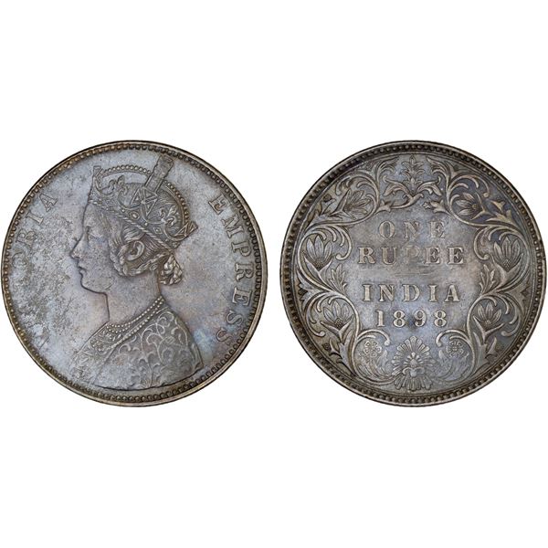 BRITISH INDIA: Victoria, Empress, 1876-1901, AR rupee, 1898-B, XF