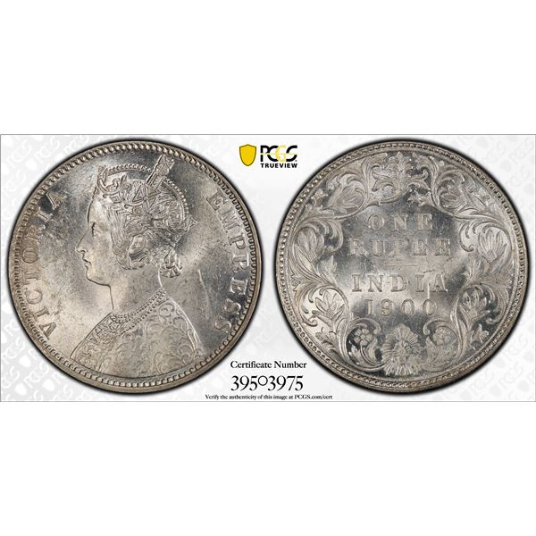 BRITISH INDIA: Victoria, Empress, 1876-1901, AR rupee, 1900-B, PCGS MS62