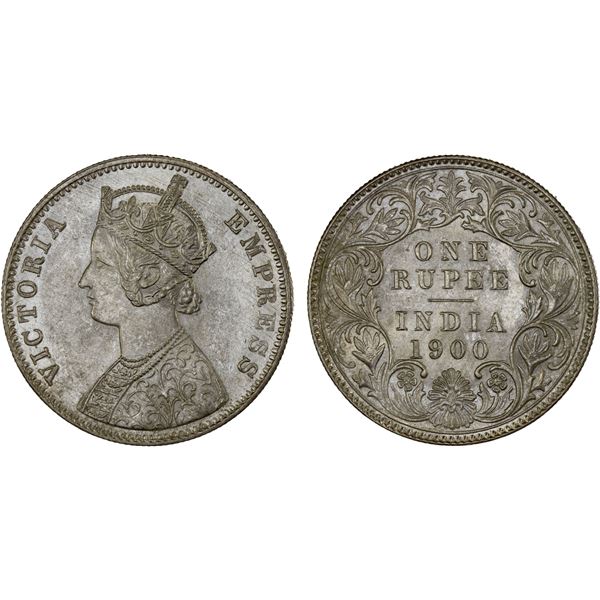 BRITISH INDIA: Victoria, Empress, 1876-1901, AR rupee, 1900-C, Unc