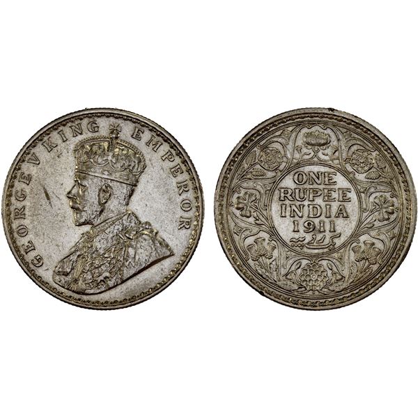 BRITISH INDIA: George V, 1910-1936, AR rupee, 1911(b), XF-AU