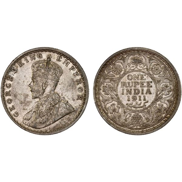BRITISH INDIA: George V, 1910-1936, AR rupee, 1911(b), XF