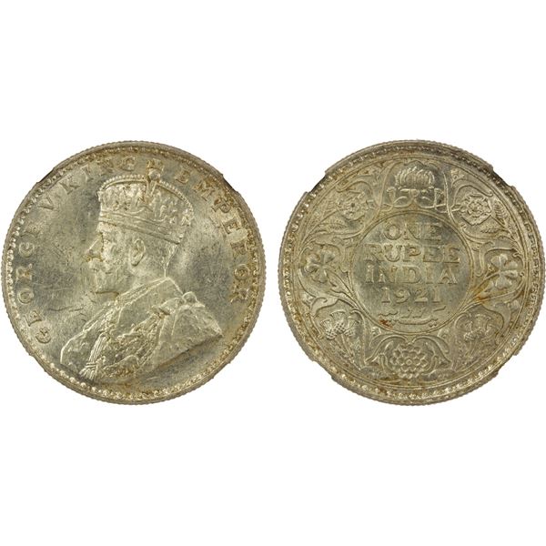 BRITISH INDIA: George V, 1910-1936, AR rupee, 1921(b), NGC MS61