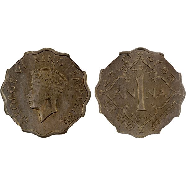 BRITISH INDIA: George VI, 1936-1947, 1 anna, 1941(b), NGC MS63