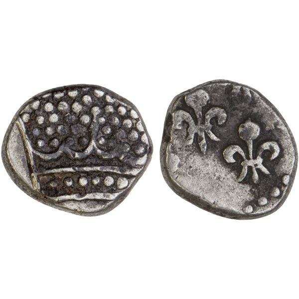 FRENCH INDIA: PONDICHÉRY: AR fanon (1/5 rupee) (1.45g), Pondicherry, ND (1760), VF