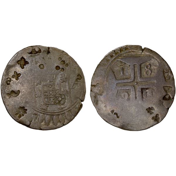 PORTUGUESE INDIA: DIU: Pedro, as regent, 1668-1683, AR xerafim (10.36g), 1681, F-VF