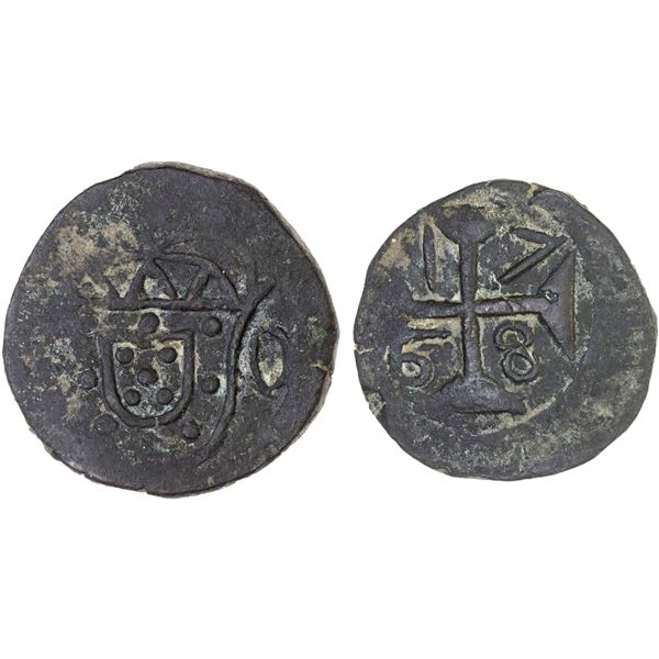 PORTUGUESE INDIA: DIU: José I, 1750-1777, AE atia (1/4 tanga) (9.23g), 1768, VF
