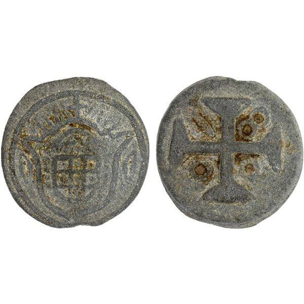 PORTUGUESE INDIA: DIU: João, regent, 1799-1816, tutenag (tin) 20 bazarucos (18.34g), 1800, About VF