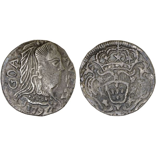 PORTUGUESE INDIA: GOA: Maria I, 1786-1799, AR rupia (10.73g), 179x, VF