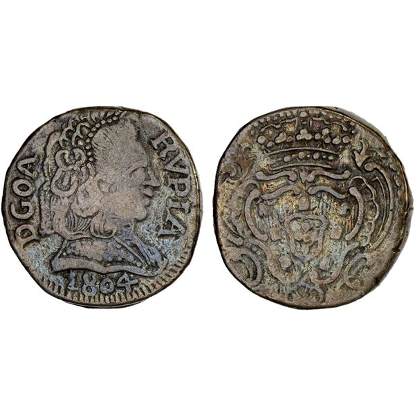 PORTUGUESE INDIA: GOA: João, regent, 1799-1816, AR rupia (10.82g), 1804, F-VF